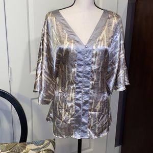 Piano Satiny multi-colored blouse.  Size XL